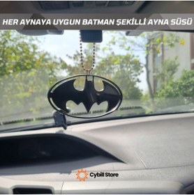 Resim CybillStore BATMAN YARASA ŞEKİLLİ AYNA SÜSÜ HER AYNAYA UYGUN ZİNCİRLİ PLEKSİ 