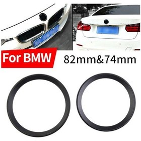 Resim 2 Adet Siyah Ön Arka Logo Çevreleyen Halka Kapakları Düzeltir Dış Dekorasyon Aksesuarları İçin B/mw 3 4 Serisi 82 Mm Ve 74 Mm Amblem 
