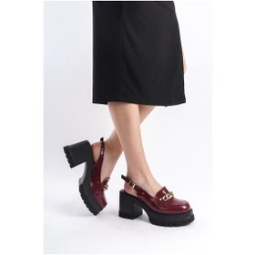 Resim Kadın Bianca Bordo Rugan Arkası Acık 8 Cm Topuklu Platformlu Ayakkabı 650-bordo Rugan 