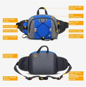 Resim Neevoyu Spor Outdoor Su Geçirmez Nilon Bel Çantası - Çoklu Cep, Yürüyüş, Dağcılık, Seyahat İçin Hafif Ve Organize Edici Koyu Mavi 