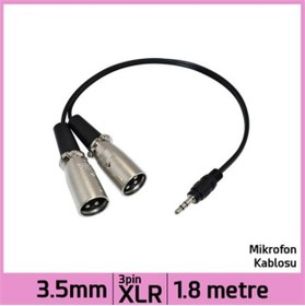 Resim YKA 3.5 mm Stereo Jack Plug Stereo Dual 3 Pin Xlr Male Ses Kablosu - Siyah - 1.8 M 