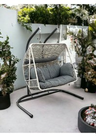 Resim Tu Tienda Çift Kişilik Makrome Ip Örgü Salıncak,krem Krem 