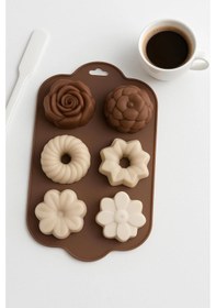 Resim Silikon Kek Ve Çikolata Kalıbı 6 Lı Krem Renk Pasta Tatlı Muffin Kalıbı Çok Renkli 