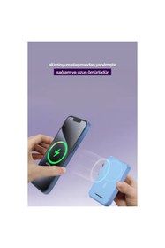Resim jetucuzal SPRANGE SR-P26M 10000mAh Magsafe Powerbank 15W Kablosuz, 20W PD, LCD Ekranlı, Standlı (Mavi) 