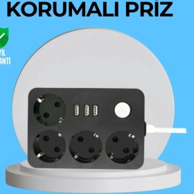 Resim My Best Store 3 USB Çıkışlı 4’lü Akıllı Priz 2500W 2 Metre Kablo 