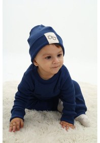 Resim Fitilli Unisex Bebek - Çocuk Üçlü Takım Krem - Turkuaz 