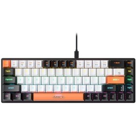 Resim İmıce Gk-690 Type-c Kablosuz Mekanik Klavye Siyah Turuncu Beyaz 