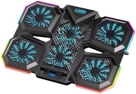Resim Polham 6 Fanlı RGB Işıklı Laptop Soğutucu Stand, 7 Kademeli Yükseklik Ayarlı 2400RPM Süper Soğutucu Stand 