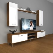 Resim Decoraktiv Eko 5d Slm DVD Krom Ayaklı Tv Ünitesi Tv Sehpası Ceviz Beyaz 