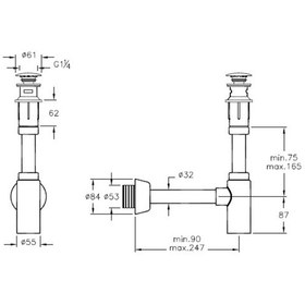 Resim Artema Lavabo Sifon Seti (T Tipi) Pvc Üzeri Krom Kaplama A45154 Krom 