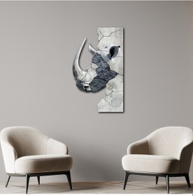 Resim Beyaz Gergedan Renkli Metal Tablo 