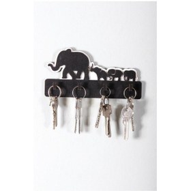 Resim Cajuart Dekoratif Sevimli Filler Ahşap Anahtar Askısı Anahtarlık 