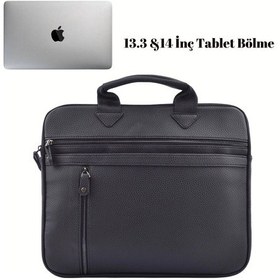 Resim Unisex 13.3" İnç Deri Evrak El Ve Omuz Çantası 8683255013364 Siyah 