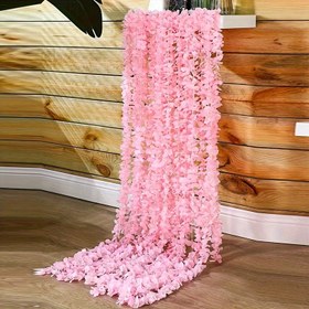 Resim 3 adet Taklit Phalaenopsis Dize Düğün Taklit Çiçek Tavan Topu Wisteria Çiçek Şeridi Düğün Salonu Asılı Orkide Dize Mor 