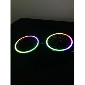 Resim 16 cm Pixel Neon Işıklı Midrange Kapağı 1 Takım (2 Adet) 12 Renkli 358 Modlu Kayar Ledli 