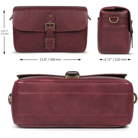 Resim MegaGear Hakiki Deri Kamera Çantası - Bordo 
