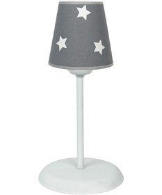 Resim Şenay Aydınlatma Çocuk Odası Kumaş Abajur-Gri Beyaz Yıldız 