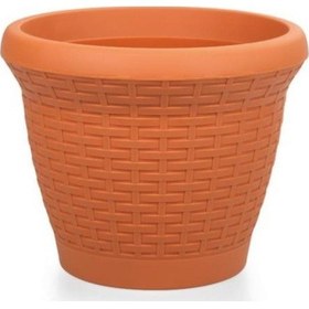Resim Omnipazar So-hs03 Plastik Hasır Desenli Dekoratif Saksı 10 Litre No 3 Kiremit 108 