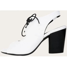 Resim Bueno Shoes Deri Beyaz Kadın Topuklu Sandalet 