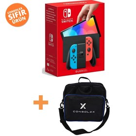 Resim Nintendo EPD N Switch OLED Kırmızı Mavi Oyun Konsolu ConsoleX Taşıma Çantası Hediyeli 