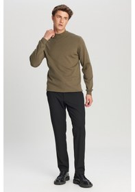 Resim AC&Co / Altınyıldız Classics Erkek Hakı Pamuklu Standart Fit Normal Kesim Yarım Balıkçı Yaka Triko Kazak Haki 