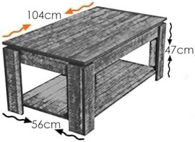 Resim Shelf Raflı Dikdörtgen Orta Sehpa, Koyu Meşe 