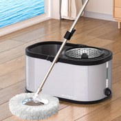 Resim 2/4/6 Yeniden Kullanılabilir Pedli Paslanmaz Çelik Döner Mop ve Kovası Seti - Eller Serbest Yıkama, Islak & Kuru Zeminler için Çift Kullanım, Ev, Mutfak, Banyo Temizliği için İdeal, Paslanmaz Çelik, Mop ve Kovası Seti, Yıkama Gerektirmez, Toz Mop, Islak ve Kuru Kullanım 