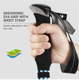 Resim Willowhaven Mavi Alüminyum Seyahat Bastonu 110-130cm, Aksesuarlı, Çok Renkli Taşınabilir Çok Renkli 