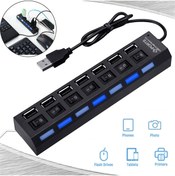 Resim Derwell Yeni 2025 7 Port Usb Çoklayıcı Hub Anahtarlı Aç/kapa Düğmeli Işıklı Usebe Çoğaltıcı Tak Çalıştır 