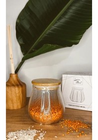 Resim Luca Mia Bambu Kapaklı Çizgili Cam Kavanoz 600 Ml 4 Adet 20.0043 