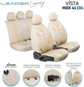 Resim Volvo S40 2004-2012 ile Uyumlu Lüx Deri Detaylı Oto Koltuk Kılıfı Ön Arka Takım Vista BEJ 