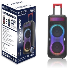 Resim HEPU HP 967 Bluetooth Taşınabilir 40 w Süper Bass Parti Hoparlörü 2*8 inc Hoparlör Rgb Led 