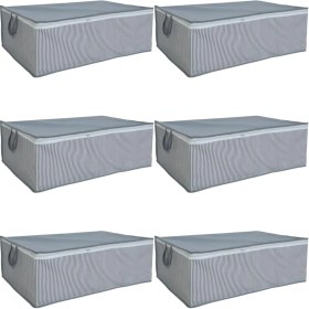 Resim Storemax 6 Adet Çizgili Hurç Seti Büyük Boy Altı Çekyat Düzenleyeci Çeyiz Bohçası 64 x 48 x 22 