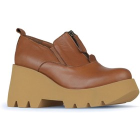 Resim Bueno Shoes Kahverengi Deri Kadın Dolgu Topuklu Ayakkabı 01wz8401 