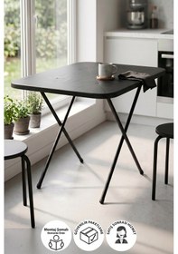 Resim Mutfak Masası Katlanır Masa Yemek Masası Balkon Masası Gardenflex Masa 60x80 Cm Siyah 