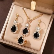 Resim Yapay Kristal Set: Bir Çift Küpe + Bir Yüzük + Bir Kolye 