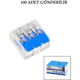 Resim Krm 100 Adet 3 Lü 2x2.5 Kablo Geçmeli Mandallı Buat Klemensi (5047) Krm 