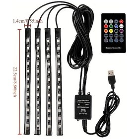 Resim Willowhaven Araç İçi Led Işık Şeridi, 48led Müzik Ayak Işığı, Usb Multicolor Ortam Aydınlatma 