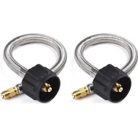Resim Guangdong Spirit Marshall Excelsior/fairview Değiştirme Için 1/4 Inç Ters Erkek Flare ile 12 Inç Kuyruk Paslanmaz Örgülü Rv Propan Hortum Konnektörü Iki Aşamalı Regülatör, 2 Paket 