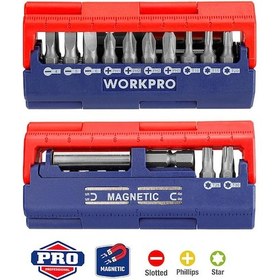 Resim Workpro Wp221062 13 Parça Manyetik Cr-v Vidalama Bits Uç Seti 