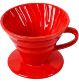 Resim Kırmızı V60 02 Dripper Seramik Kahve Demleme Ekipmanı (Red Ceramic) 