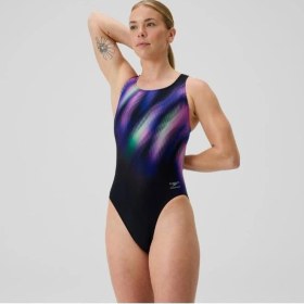 Resim Speedo Printed Powerback Kadın Yüzücü Mayosu Siyah 
