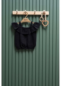 Resim Miababy Kız Bebek Müslin İp Askılı Tişört 6 Ay 3 Yaş %100 Pamuk Siyah 