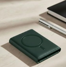 Resim CONSTRAIN - MagSafe ile uyumlu Deri Kartlık Cüzdan - Premium Seri Stand Özellikli Kart Bölmeli - KOYU YEŞİL 