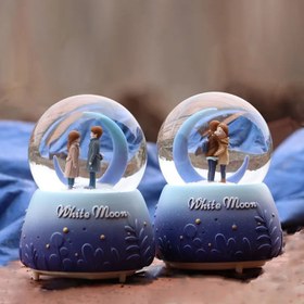 Resim Sevimli Çift Pilli Işıklı Kar Küresi 