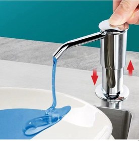 Resim Dinosaurs Mutfak Lavabo Fırçalanmış Nikel Için Yükseltilmiş Sabunluk, Paslanmaz Çelik Tezgah Pompası, Ankastre Lavabo Sabunluk 