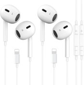 Resim 2'li Paket iPhone Kulaklıklar Kablolu Kulaklıklar/Kulaklıklar Dahili Mikrofon ve Ses Kontrolü Gürültü Azaltma Kulaklıkları iPhone 14/13/12/11/XR/XS/X/8/7/SE/Pro/Pro Max/Tüm iOS Sistemini Destekleyin 