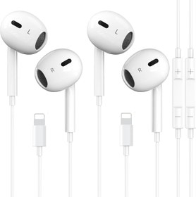 Resim 2'li Paket iPhone Kulaklıklar Kablolu Kulaklıklar/Kulaklıklar Dahili Mikrofon ve Ses Kontrolü Gürültü Azaltma Kulaklıkları iPhone 14/13/12/11/XR/XS/X/8/7/SE/Pro/Pro Max/Tüm iOS Sistemini Destekleyin 