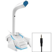 Resim GK Masaüstü 3.5mm Kablolu Çift Kondenser Mikrofonu Beyaz 