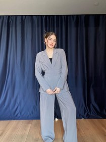 Resim Aec Prive Kadın Şal Detaylı %!00 Pamuklu Blazer Ceket Takım -2323 - S 